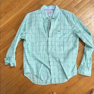 Lacoste Men's Mint Plaid Button-Down Shirt